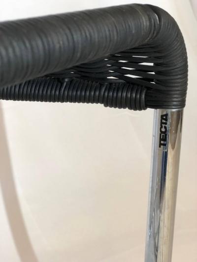 Jean Prouv Jean Prouv D20 Stainless Steel Leather Wicker Chairs for Tecta Germany 1980s