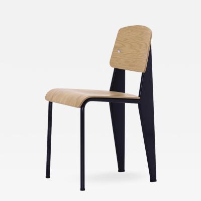 Jean Prouv Jean Prouv Standard Chair in Natural Oak and Black Metal for Vitra