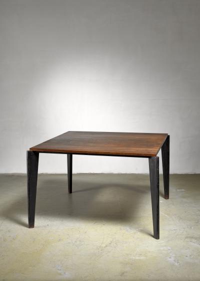 Jean Prouv Jean Prouve metal Flavigny dining table with oak top France 1940s