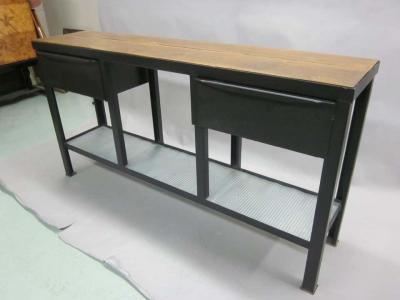Jean Prouv Midcentury Industrial Steel Wood Console Sideboard Attributed to Jean Prouve