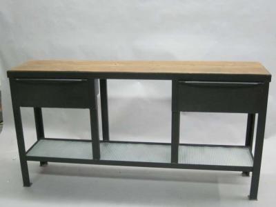 Jean Prouv Midcentury Industrial Steel Wood Console Sideboard Attributed to Jean Prouve