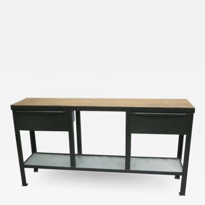 Jean Prouv Midcentury Industrial Steel Wood Console Sideboard Attributed to Jean Prouve
