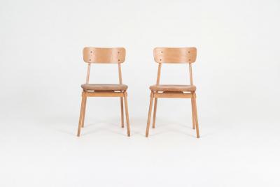 Jean Prouv Rare Pair of Chaise Standard Tout Bois France circa 1950
