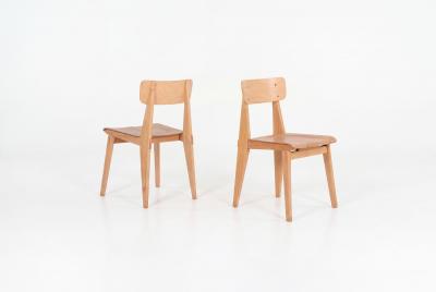 Jean Prouv Rare Pair of Chaise Standard Tout Bois France circa 1950