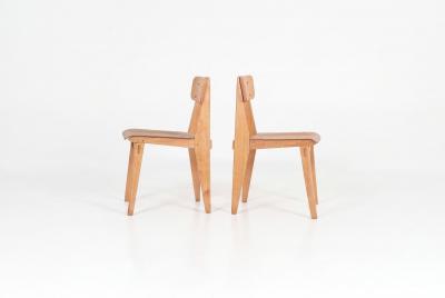 Jean Prouv Rare Pair of Chaise Standard Tout Bois France circa 1950