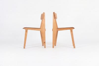 Jean Prouv Rare Pair of Chaise Standard Tout Bois France circa 1950