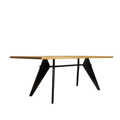 Jean Prouv Vitra Em Table in Solid Natural Oak and Deep Black by Jean Prouv 