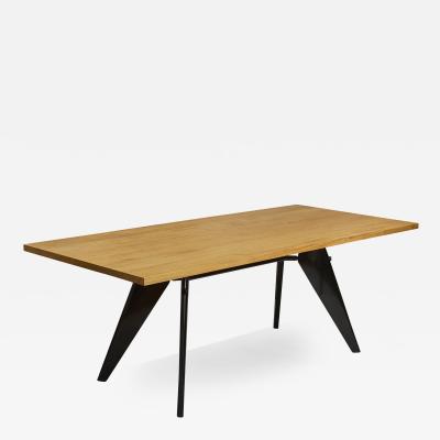 Jean Prouv Vitra Em Table in Solid Natural Oak and Deep Black by Jean Prouv 