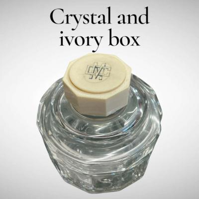 Jean Puiforcat 1930s Decorative crystal box with bone hang