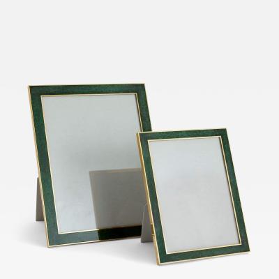 Jean Puiforcat Two green enamel and gilt metal frames by French firm Puiforcat