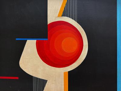 Jean Rets Mid century Abstract Op Art Painting Signed Jean Rets Framed