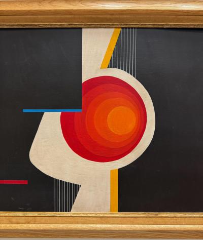 Jean Rets Mid century Abstract Op Art Painting Signed Jean Rets Framed