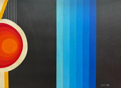 Jean Rets Mid century Abstract Op Art Painting Signed Jean Rets Framed