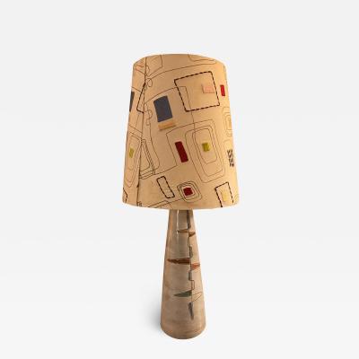 Jean Rivier Ceramic Lamp by Jean Rivier France 1960s