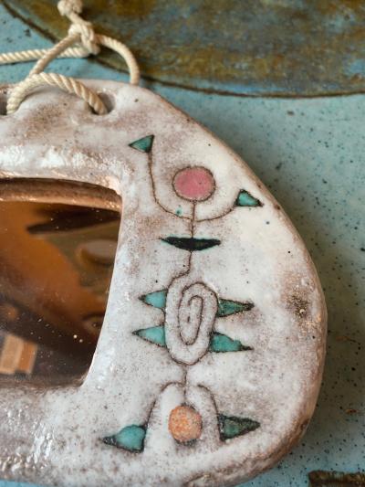 Jean Rivier Ceramic Mirror Vallauris France 1960s
