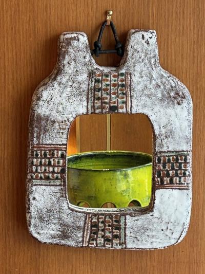 Jean Rivier Ceramic mirror by Jean et Claudie Rivier France 1960s