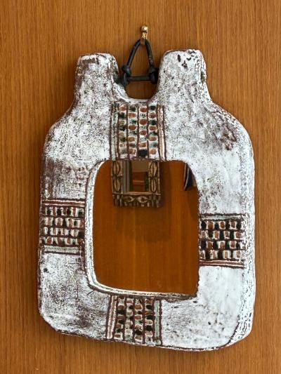 Jean Rivier Ceramic mirror by Jean et Claudie Rivier France 1960s