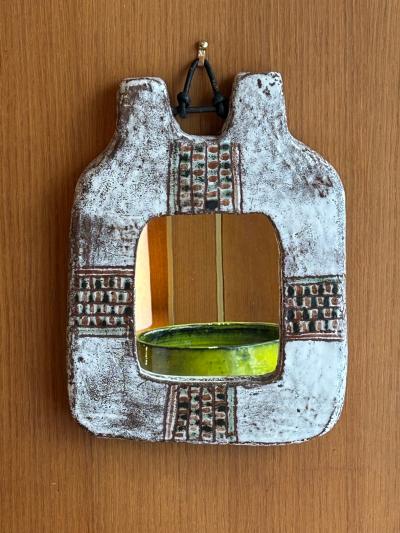 Jean Rivier Ceramic mirror by Jean et Claudie Rivier France 1960s