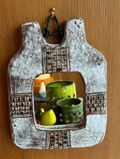 Jean Rivier Ceramic mirror by Jean et Claudie Rivier France 1960s