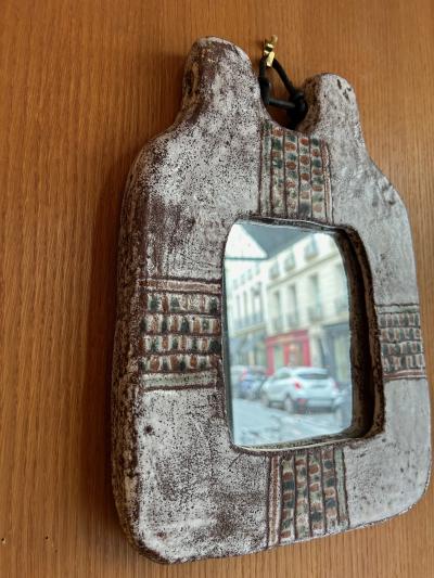 Jean Rivier Ceramic mirror by Jean et Claudie Rivier France 1960s
