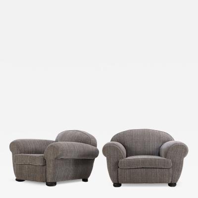 Jean Roy re A Large Pair of Art Deco Upholstered Club Chairs C 1935 