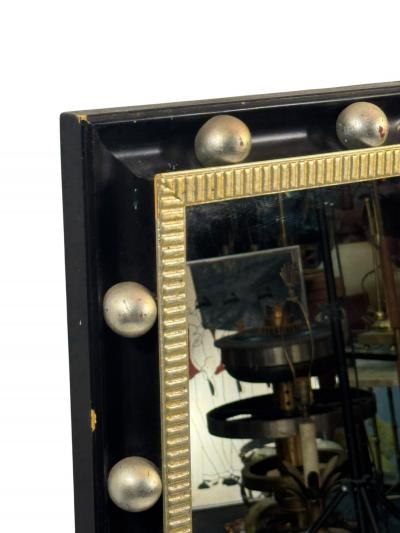 Jean Roy re BLACK SILVER BALL FRAMED RECTANGULAR MIRROR IN THE MANNER OF JEAN ROYERE