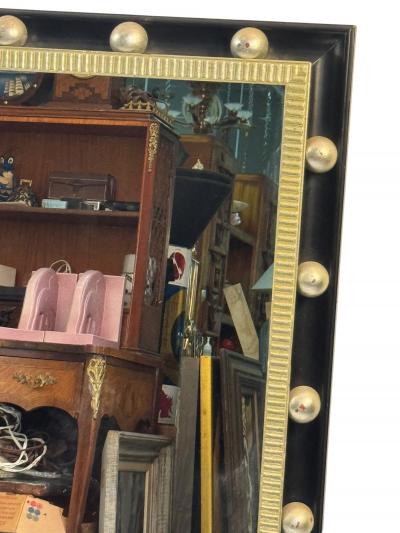 Jean Roy re BLACK SILVER BALL FRAMED RECTANGULAR MIRROR IN THE MANNER OF JEAN ROYERE