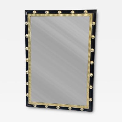 Jean Roy re BLACK SILVER BALL FRAMED RECTANGULAR MIRROR IN THE MANNER OF JEAN ROYERE