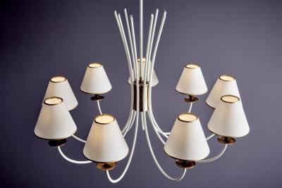 Jean Roy re Elegant Nine Arm Chandelier in the Manner of Jean Roy re