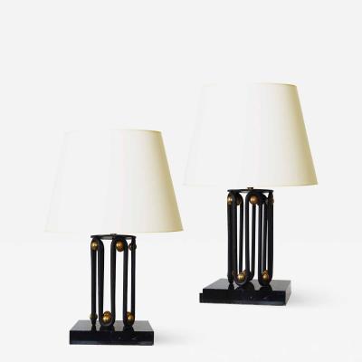 Jean Roy re Exceptional Pair of Ondulation Table Lamps by Jean Royere
