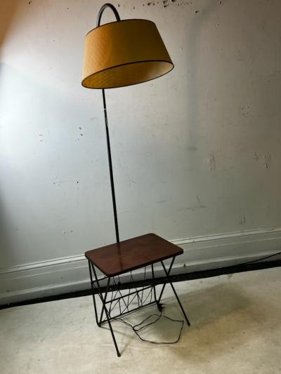 Jean Roy re FRENCH MID CENTURY MODERNIST MAGAZINE RACK TABLE FLOOR LAMP