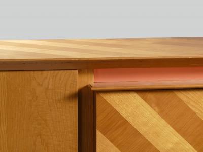 Jean Roy re French Mid century Large modernist oak sideboard Royere style 1950s