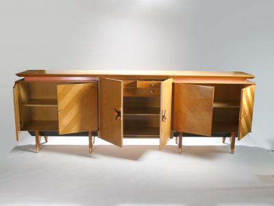 Jean Roy re French Mid century Large modernist oak sideboard Royere style 1950s