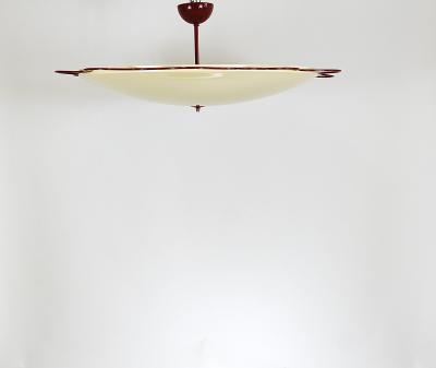 Jean Roy re Grand Mid Century Flush Mount Uplight Ceiling Lamp from Filmcasino Vienna 1950s