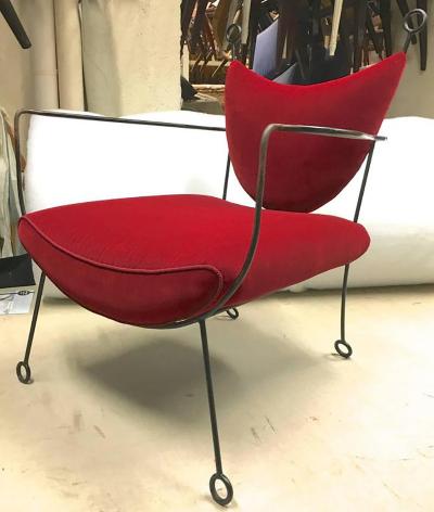 Jean Roy re Jean Roy re Documented Pair of Black Wrought Iron Lounge Chairs Model Yo Yo