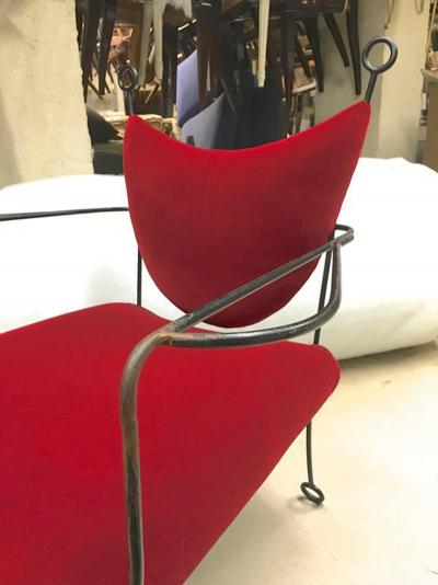 Jean Roy re Jean Roy re Documented Pair of Black Wrought Iron Lounge Chairs Model Yo Yo