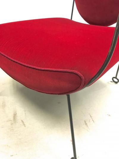 Jean Roy re Jean Roy re Documented Pair of Black Wrought Iron Lounge Chairs Model Yo Yo