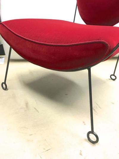 Jean Roy re Jean Roy re Documented Pair of Black Wrought Iron Lounge Chairs Model Yo Yo
