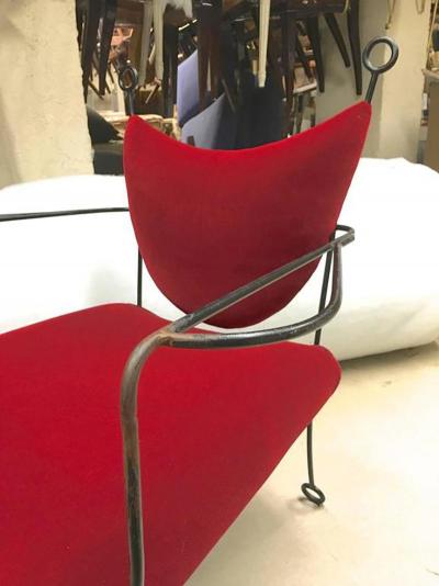 Jean Roy re Jean Roy re Documented Pair of Black Wrought Iron Lounge Chairs Model Yo Yo