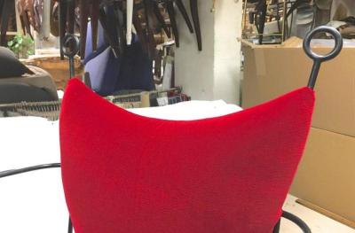 Jean Roy re Jean Roy re Documented Pair of Black Wrought Iron Lounge Chairs Model Yo Yo