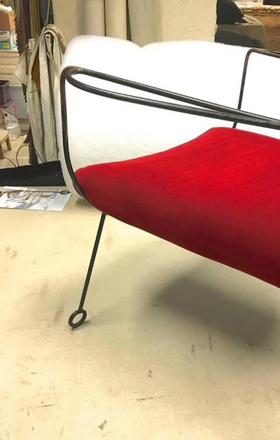 Jean Roy re Jean Roy re Documented Pair of Black Wrought Iron Lounge Chairs Model Yo Yo