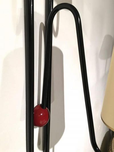 Jean Roy re Jean Roy re Documented Pair of Three Light Red and Black Sconces Model Boule 