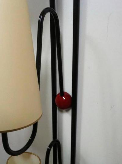Jean Roy re Jean Roy re Documented Pair of Three Light Red and Black Sconces Model Boule 