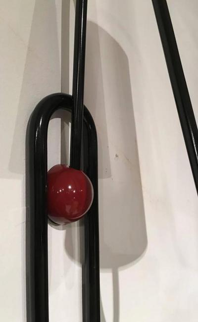 Jean Roy re Jean Roy re Documented Pair of Three Light Red and Black Sconces Model Boule 