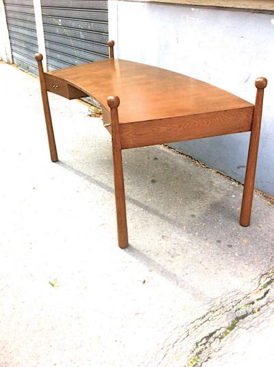 Jean Roy re Jean Roy re Documented Rarest Oak Curved Desk Model Quille 