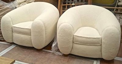 Jean Roy re Jean Roy re Genuine Iconic Ours Polaire wool faux fur pair of armchairs