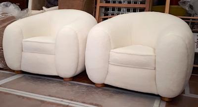 Jean Roy re Jean Roy re Genuine Iconic Ours Polaire wool faux fur pair of armchairs