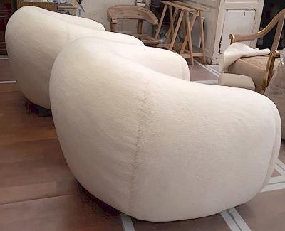 Jean Roy re Jean Roy re Genuine Iconic Ours Polaire wool faux fur pair of armchairs