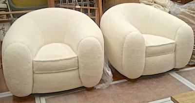 Jean Roy re Jean Roy re Genuine Iconic Ours Polaire wool faux fur pair of armchairs
