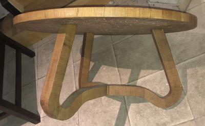 Jean Roy re Jean Roy re Genuine tripod oak coffee table in vintage condition